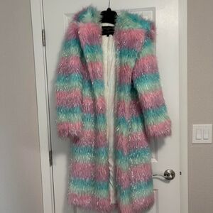 Spirithoods Doll Party Pastel Rainbow Faux Fur Festival Coat